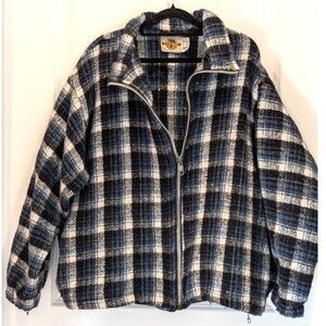 Vintage 90s Earth Ragz Plaid Zip Jacket Medium Grunge Gorpcore Shacket Blue